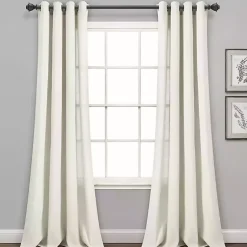 Kirklands Home Faux Linen Curtain Panel Set, 84 in. Ivory New
