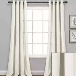 Kirklands Home Faux Linen Curtain Panel Set, 84 in. Ivory New