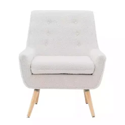 Kirklands Home Ivory Faux Sherpa Tufted Accent Chair White Online