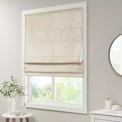 Kirklands Home Faux Silk Room Darkening Roman Shade, 27 in. Ivory Sale