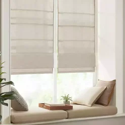 Kirklands Home Faux Silk Room Darkening Roman Shade, 31 in. Ivory New