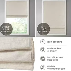Kirklands Home Faux Silk Room Darkening Roman Shade, 31 in. Ivory New