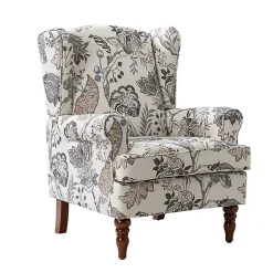 Kirklands Home Ivory Floral Brocade Wingback Ella Armchair Best