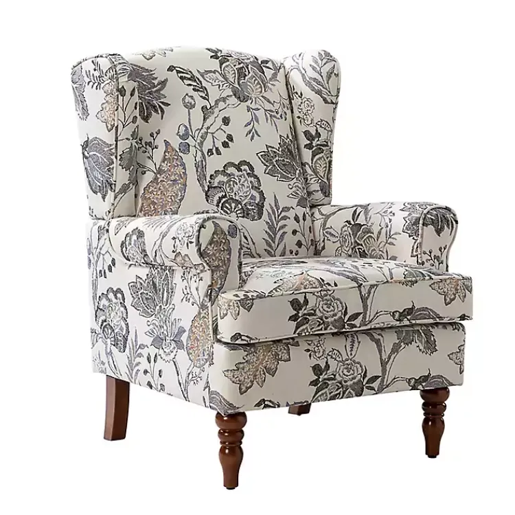 Kirklands Home Ivory Floral Brocade Wingback Ella Armchair Best