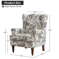 Kirklands Home Ivory Floral Brocade Wingback Ella Armchair Best