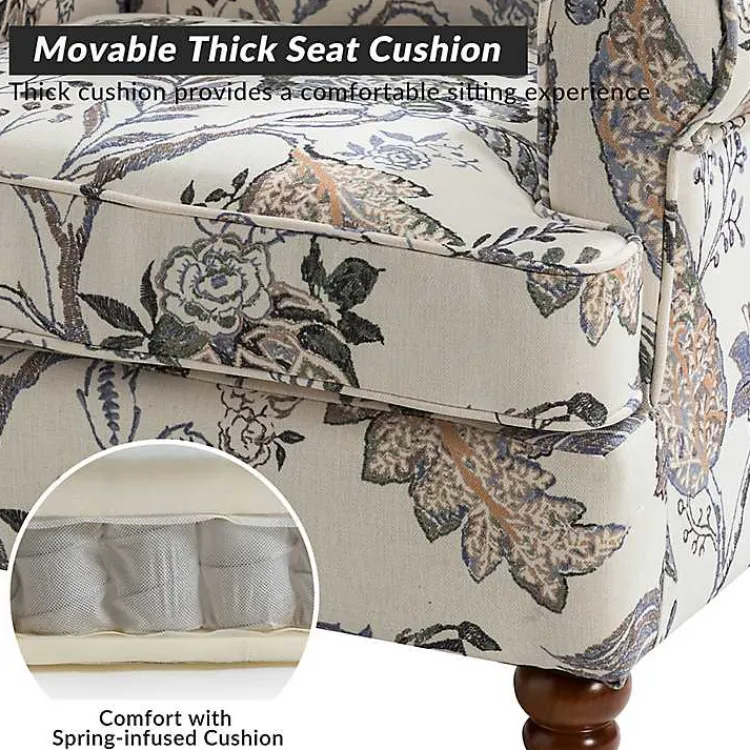 Kirklands Home Ivory Floral Brocade Wingback Ella Armchair Best