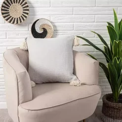 Pillows>Kirklands Home Gauze Organic Tassel Throw Pillow Ivory