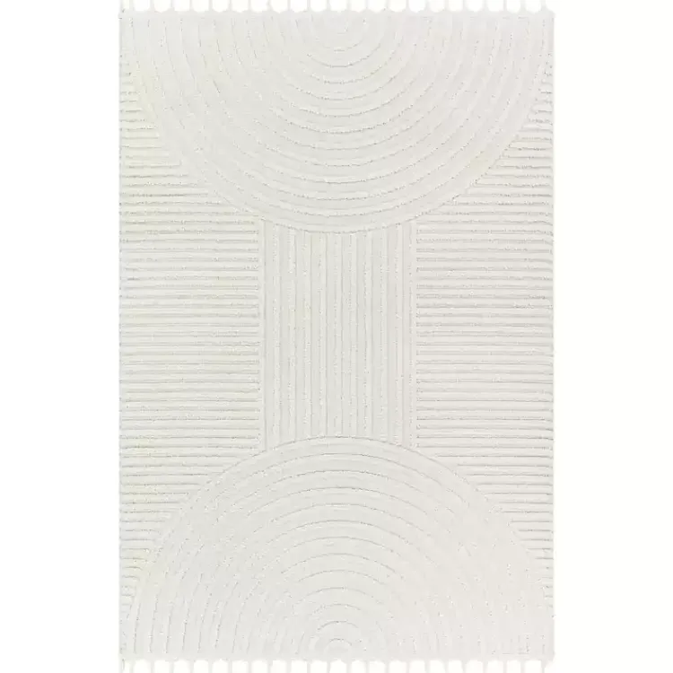 Kirklands Home Geometric Lines Tassel Area Rug, 6x9 Ivory Hot