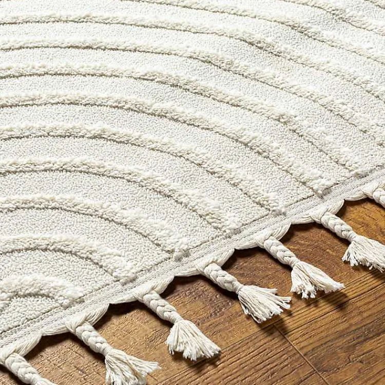 Kirklands Home Geometric Lines Tassel Area Rug, 6x9 Ivory Hot