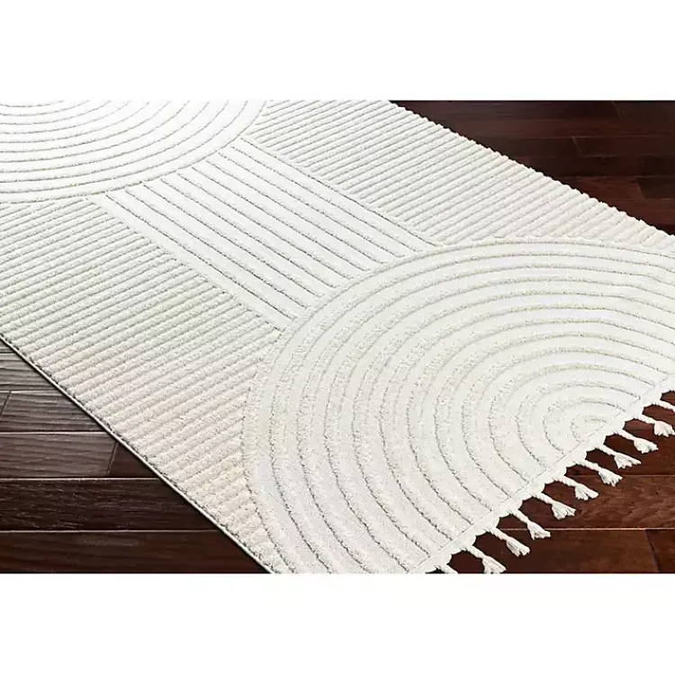 Kirklands Home Geometric Lines Tassel Area Rug, 6x9 Ivory Hot