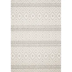 Kirklands Home Ivory Geometric Stripes Outdoor Area Rug, 5x7 Clearance