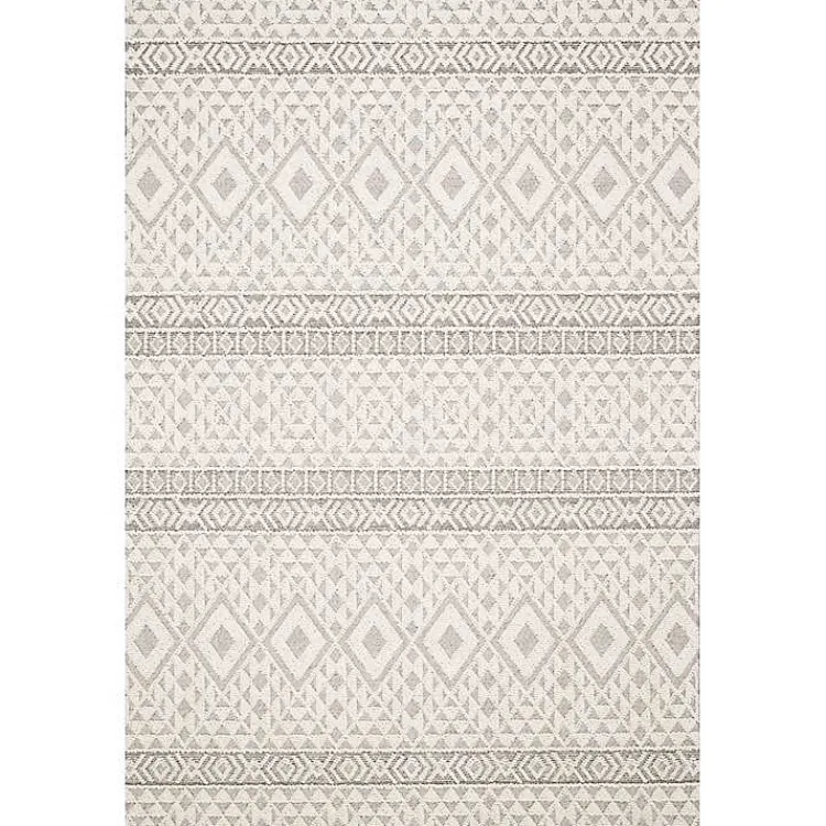Kirklands Home Ivory Geometric Stripes Outdoor Area Rug, 5x7 Clearance