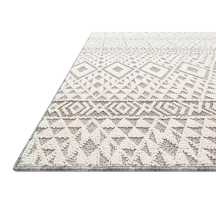 Kirklands Home Ivory Geometric Stripes Outdoor Area Rug, 5x7 Clearance