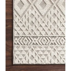 Kirklands Home Ivory Geometric Stripes Outdoor Area Rug, 5x7 Clearance