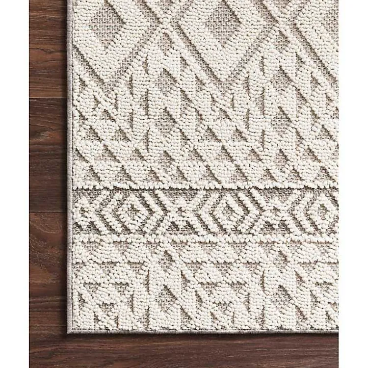 Kirklands Home Ivory Geometric Stripes Outdoor Area Rug, 5x7 Clearance