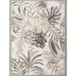 Kirklands Home Ivory Grand Leaf Coastal Area Rug, 5x7 Clearance