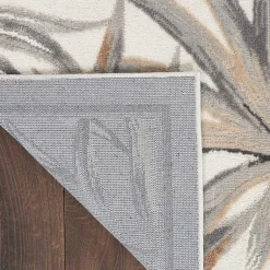 Kirklands Home Ivory Grand Leaf Coastal Area Rug, 5x7 Clearance