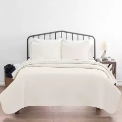 Kirklands Home Herringbone Quilted 3-pc. King Coverlet Set Ivory Sale