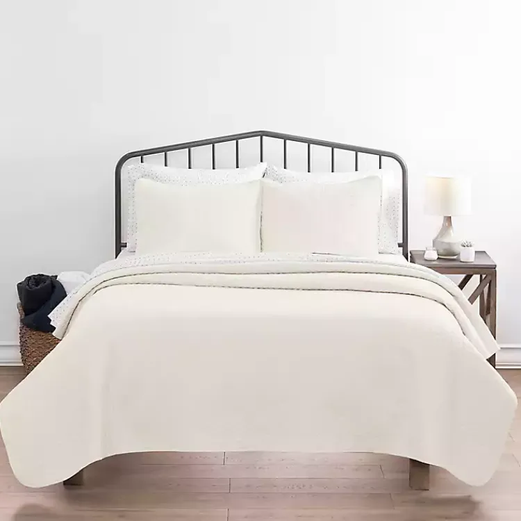 Kirklands Home Herringbone Quilted 2-pc. Twin Coverlet Set Ivory New