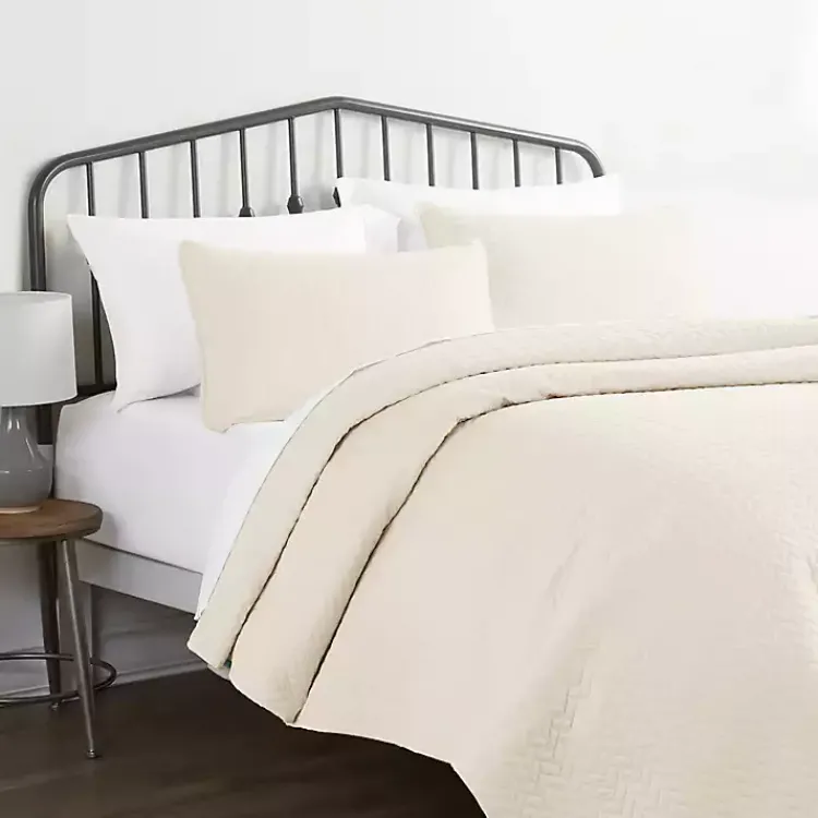 Kirklands Home Herringbone Quilted 2-pc. Twin Coverlet Set Ivory New