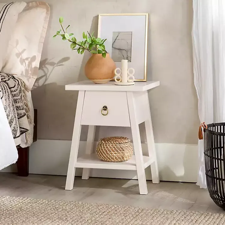 Kirklands Home Japandi Pull-Ring Accent Table Ivory