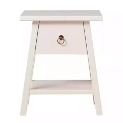 Kirklands Home Japandi Pull-Ring Accent Table Ivory