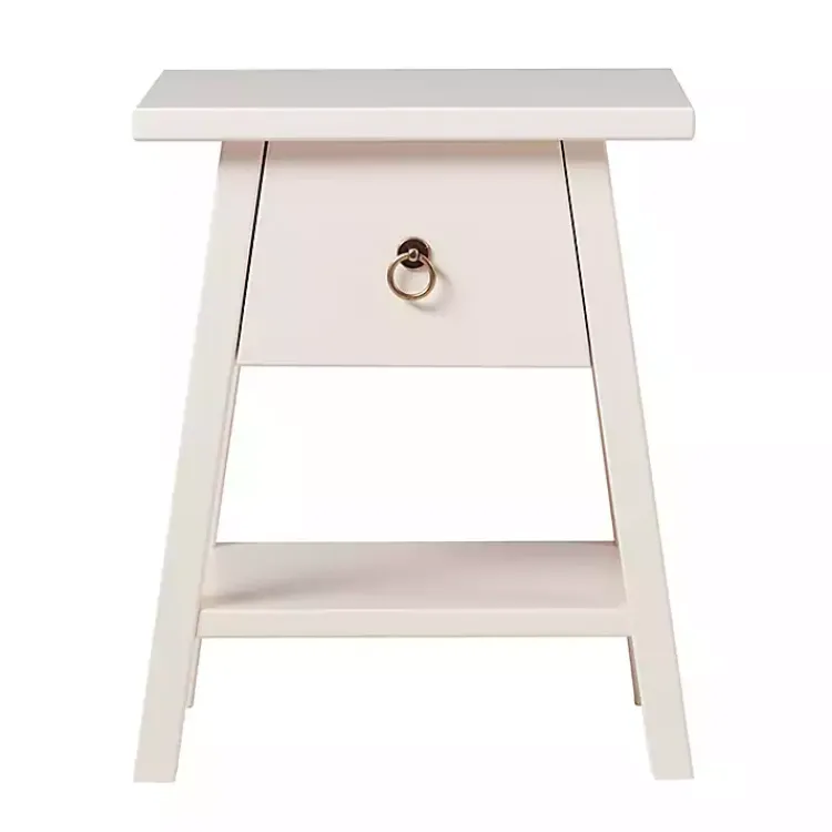 Kirklands Home Japandi Pull-Ring Accent Table Ivory
