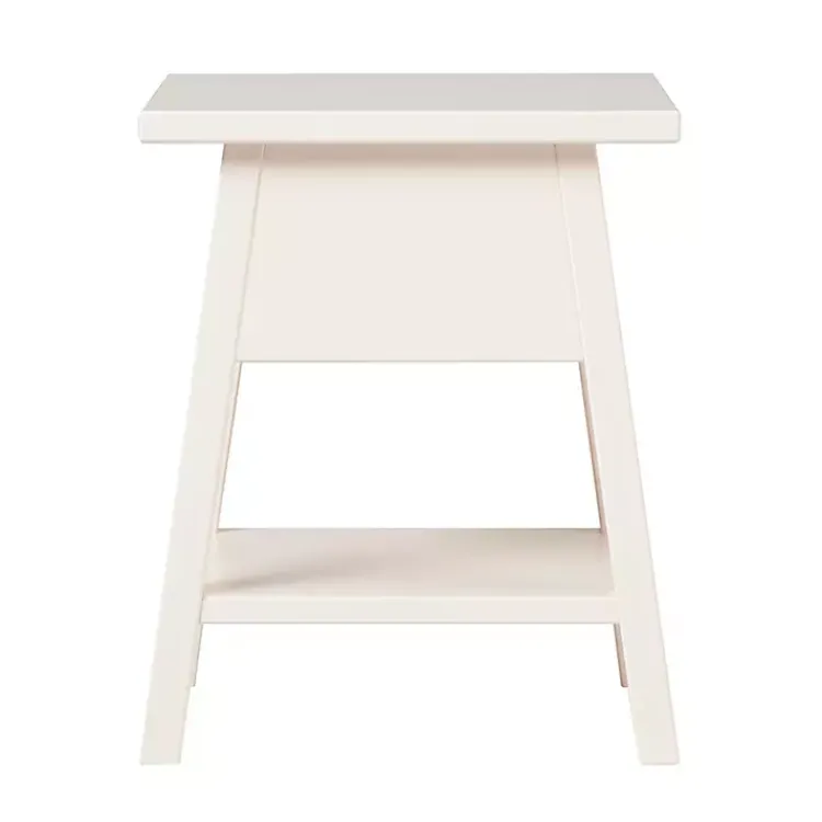 Kirklands Home Japandi Pull-Ring Accent Table Ivory