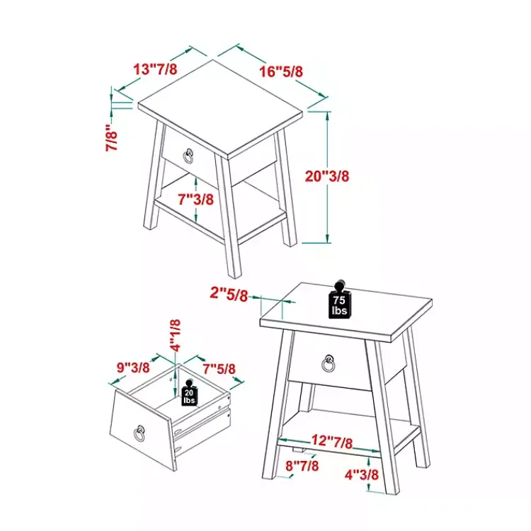 Kirklands Home Japandi Pull-Ring Accent Table Ivory
