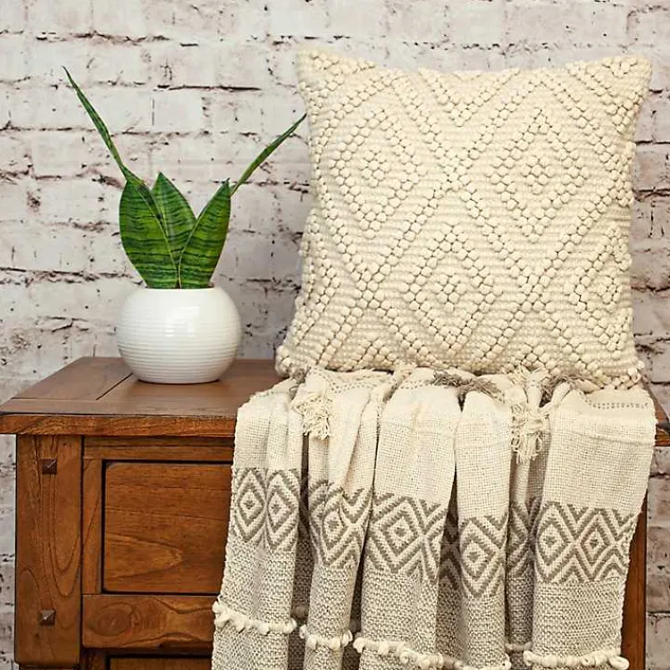 Pillows>Kirklands Home Knotted Diamond Pillow Ivory