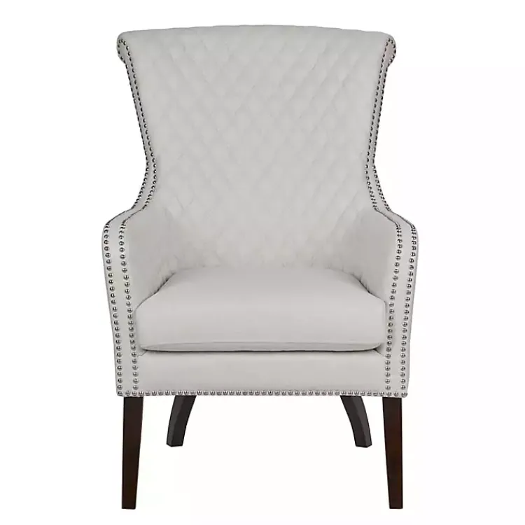 Kirklands Home Ivory Lanea Quilted Accent Chair with Silver Studs White Hot