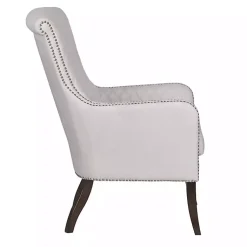 Kirklands Home Ivory Lanea Quilted Accent Chair with Silver Studs White Hot