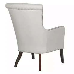 Kirklands Home Ivory Lanea Quilted Accent Chair with Silver Studs White Hot