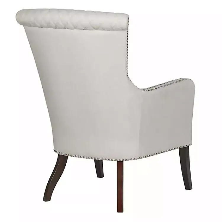 Kirklands Home Ivory Lanea Quilted Accent Chair with Silver Studs White Hot