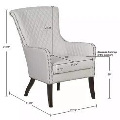 Kirklands Home Ivory Lanea Quilted Accent Chair with Silver Studs White Hot