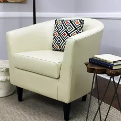 Kirklands Home Leatherette Windsor Accent Chair Ivory Best