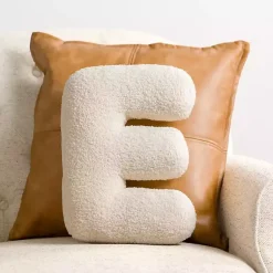 Pillows>Kirklands Home Letter E Boucle Pillow Ivory
