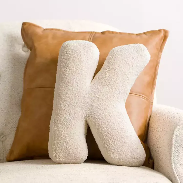 Pillows>Kirklands Home Letter K Boucle Pillow Ivory