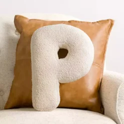 Pillows>Kirklands Home Letter P Boucle Pillow Ivory