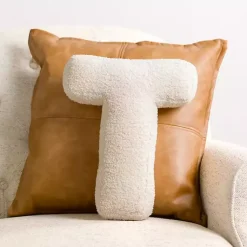 Pillows>Kirklands Home Letter T Boucle Pillow Ivory