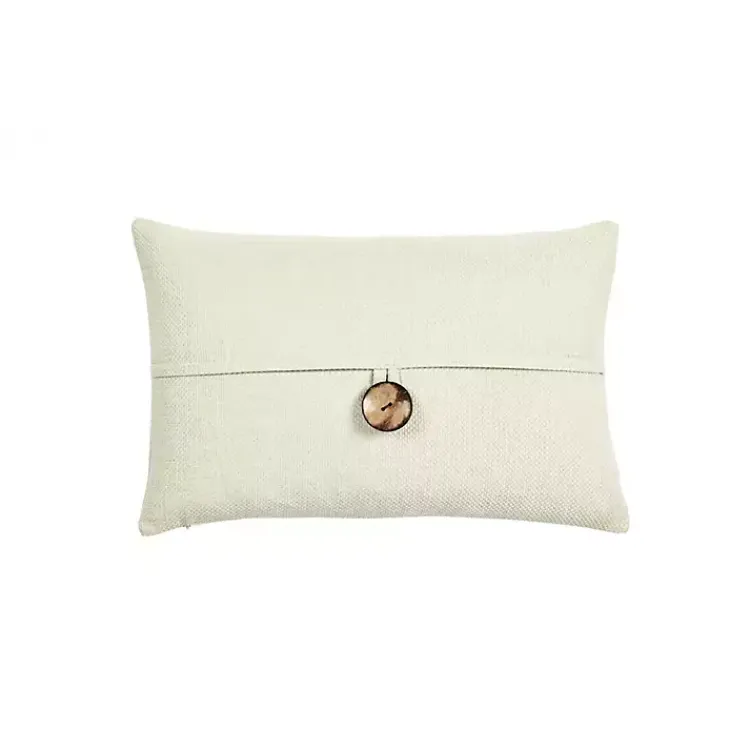 Pillows>Kirklands Home Linen and Button Lumbar Pillow Cover Ivory
