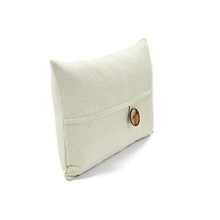 Pillows>Kirklands Home Linen and Button Lumbar Pillow Cover Ivory