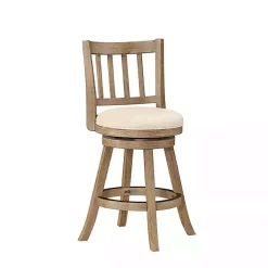 Kirklands Home Linen Slat Back Swivel Counter Stool Ivory Discount