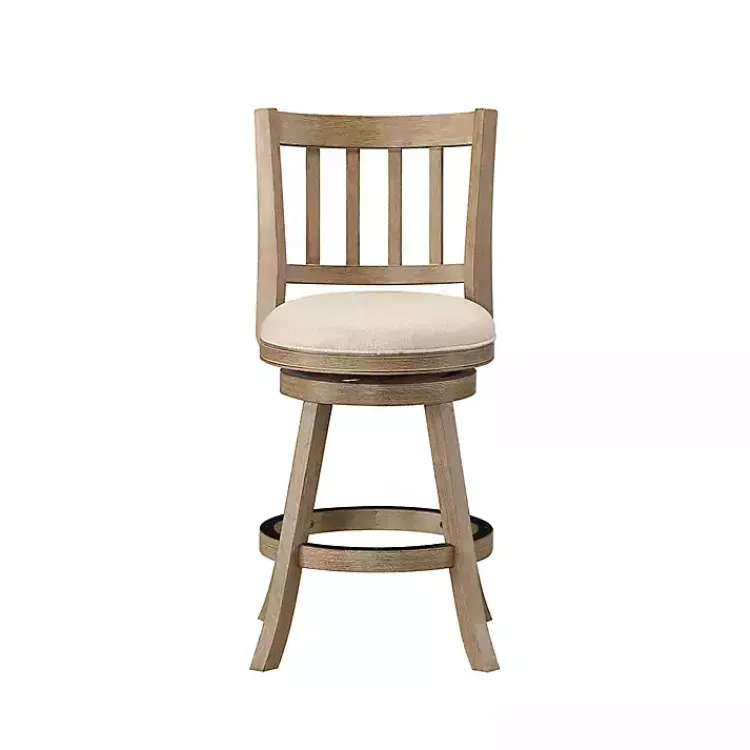 Kirklands Home Linen Slat Back Swivel Counter Stool Ivory Discount