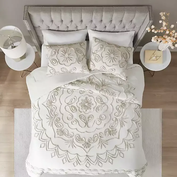 Kirklands Home Medallion Full/Queen 3-pc. Comforter Set Ivory New