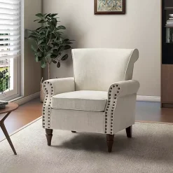Kirklands Home Miriam Nailhead Trim Armchair Ivory Discount
