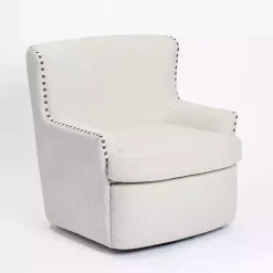 Kirklands Home Nailhead Wingback Swivel Accent Chair Ivory Sale
