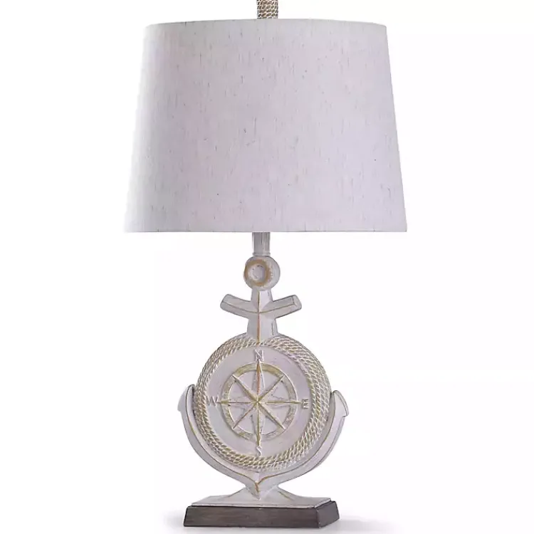 Kirklands Home Ivory Nautical Anchor Table Lamp White New