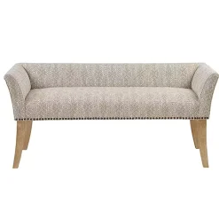 Kirklands Home Patterned Short Wingback Upholstered Bench Ivory Hot
