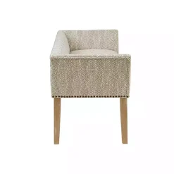 Kirklands Home Patterned Short Wingback Upholstered Bench Ivory Hot
